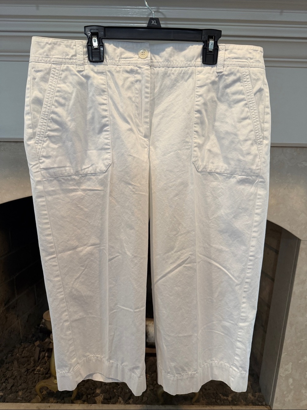 Talbots White Wide-Leg Crop Pants size 14p